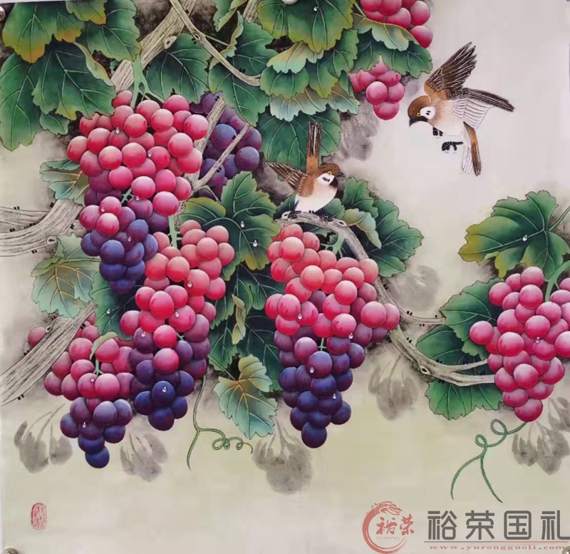 画家胡记领大师工笔花鸟作品欣赏妙笔生画水墨天成-国画定制-裕荣国礼