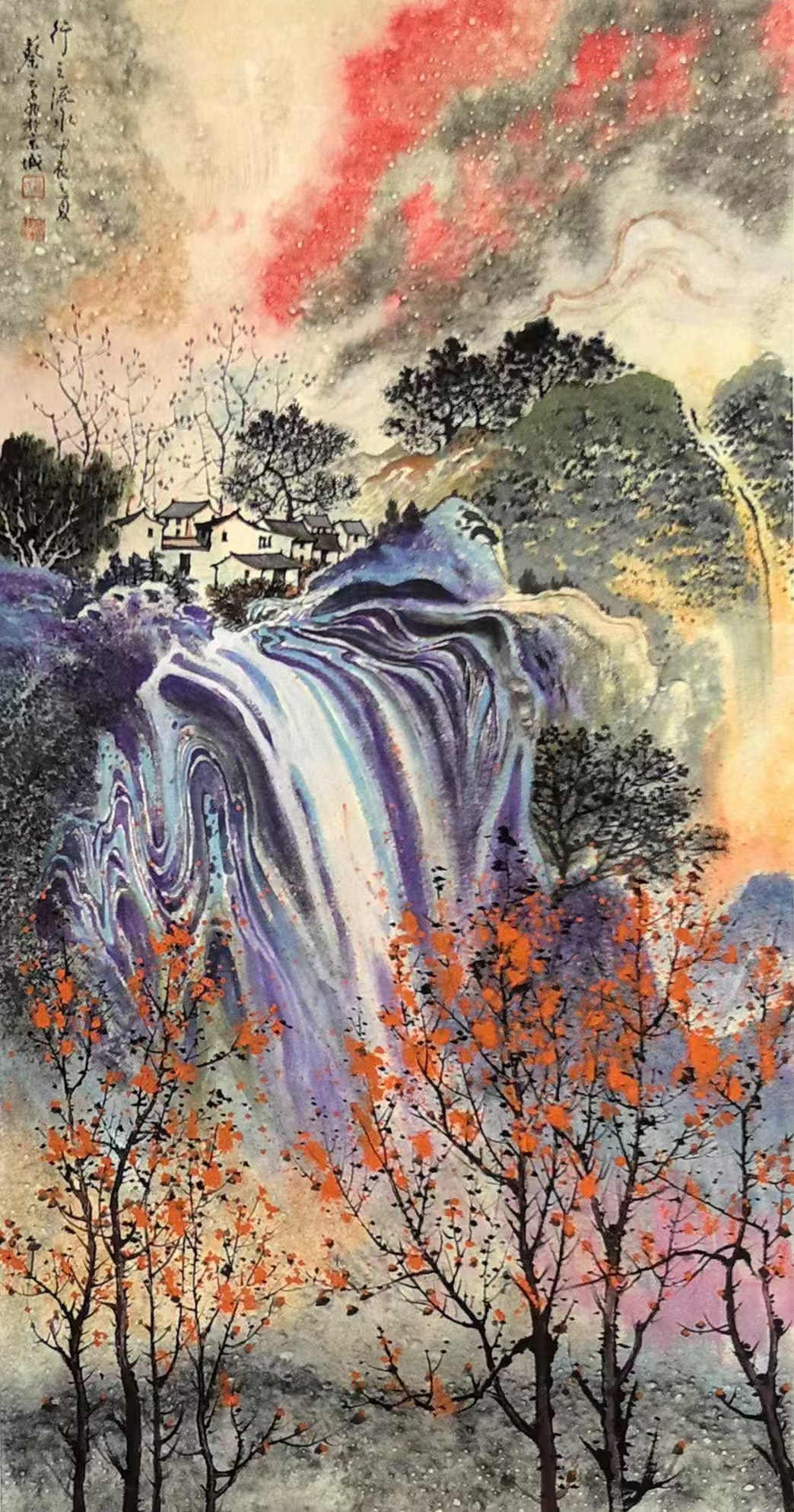 中国彩墨山水开拓者蔡云飞老师彩墨山水作品赏析-水墨画-裕荣国礼